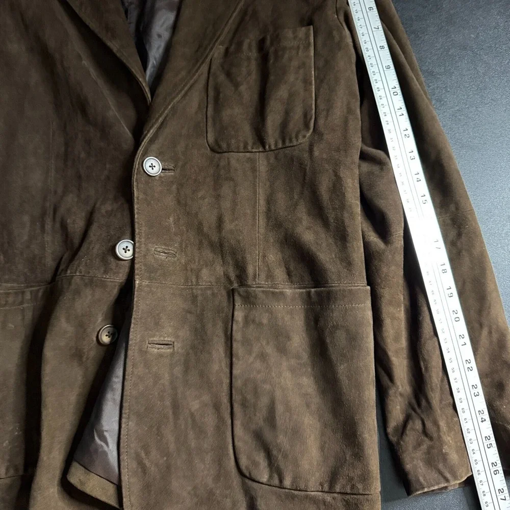 Territory Ahead Men's Large Tall Blazer Brown Solid Leather‎ Suede Jacket